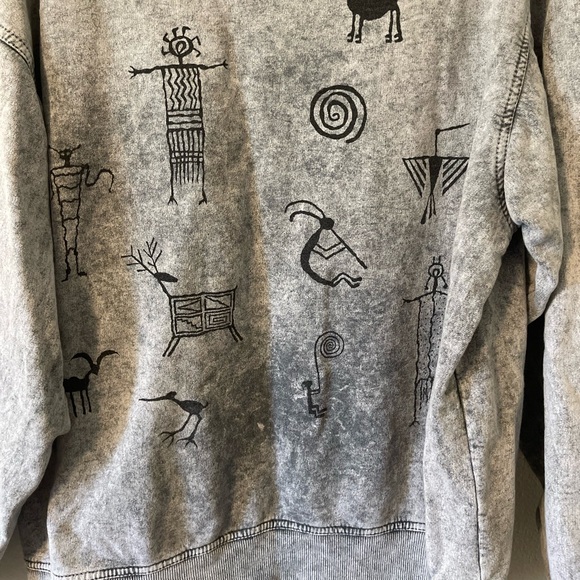 Women’s Large comfy BFOFO hieroglyphic 90’s oversized vintage sweatshirt - Picture 2 of 5
